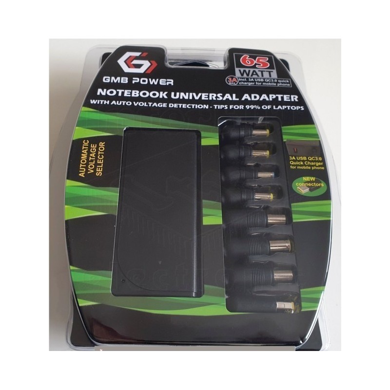 NPA-AC6D - Univerzalni LapTop ispravljač / punjač sa Auto-detekcijom napona 15-20V 65W + USB QC3.0 NPA-AC6D - Univerzalni LapTop ispravljač / punjač sa Auto-detekcijom napona 15-20V 65W + USB QC3.0