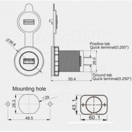 AE-A13-194AP-BB3 - Auto USB punjač 12-24V 1x 2.1A 60x43