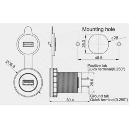 AE-A13-194B-BB3 - Auto USB punjač 12-24V 2x 2.1A o26mm