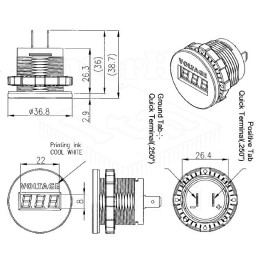 AE-A25-1-BB3-R - Voltmetar za Auto 6-33V Crvena LED