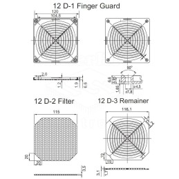 Mreža ventilatora 120x120mm sa filterom﻿, plastični - VENT-MB5F