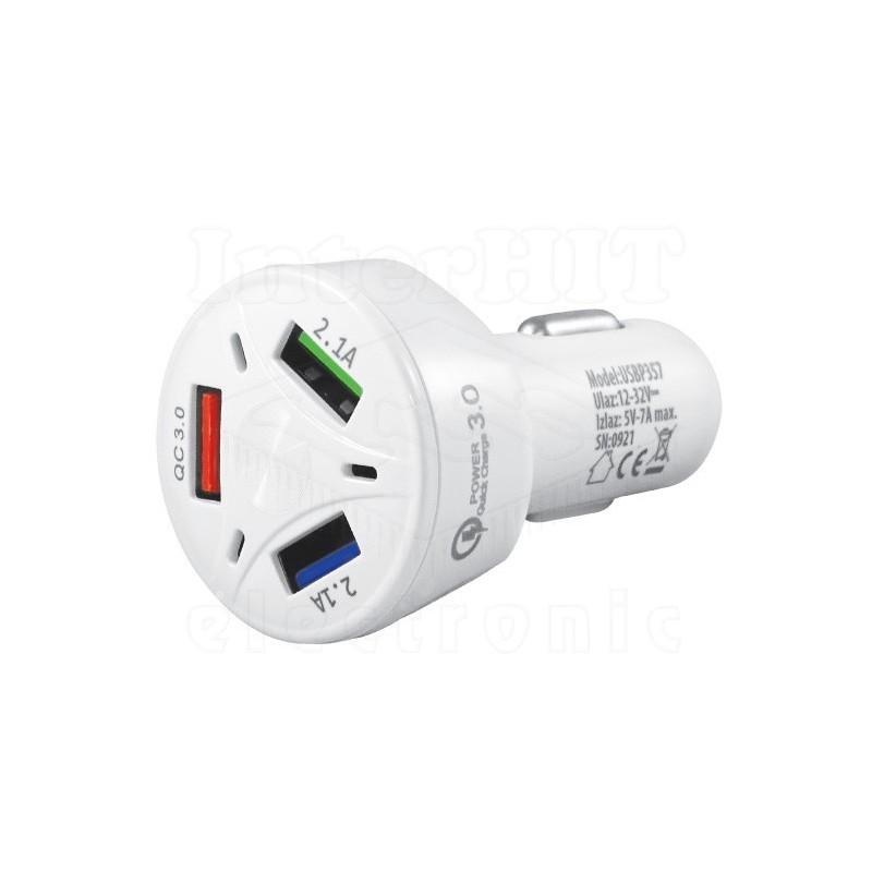 Brzi Auto punjač 12-32V/5V 7A 3xUSB QC3 USBP357 Brzi Auto punjač 12-32V/5V 7A 3xUSB QC3 USBP357